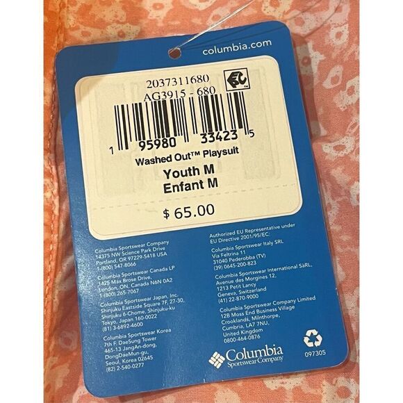 Columbia Youth Girls Washed Out Playsuit, Salmon Rose Funflower, Medium - Picture 6 of 6